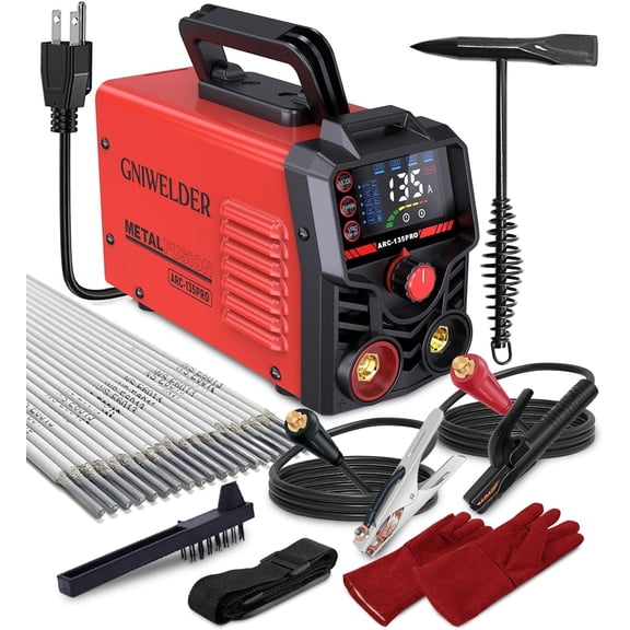 GNIWELDER Stick Welder ARC135 Portable 135 Amps 110 Volts ARC TIG with LED Display Synergic Control IGBT Inverter