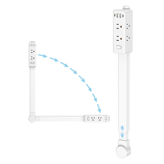 Stick With 6 Outlets & 4b Ports Extends 22"-34" Rotates 180(90 Per Side) Home Dorm For Nightstand Couch And Desk