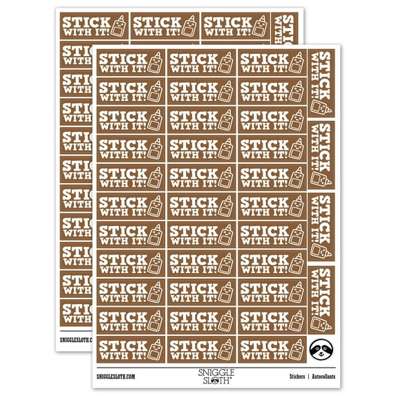 Stick With it Glue Teacher Student School Sticker Set - Brown - Gloss Finish - 1.5" Small