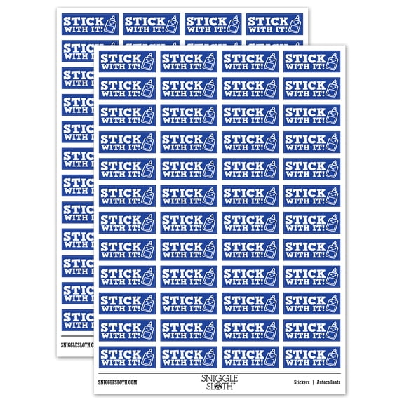 Stick With it Glue Teacher Student School Sticker Set - Dark Blue - Matte Finish - 1.25" Mini