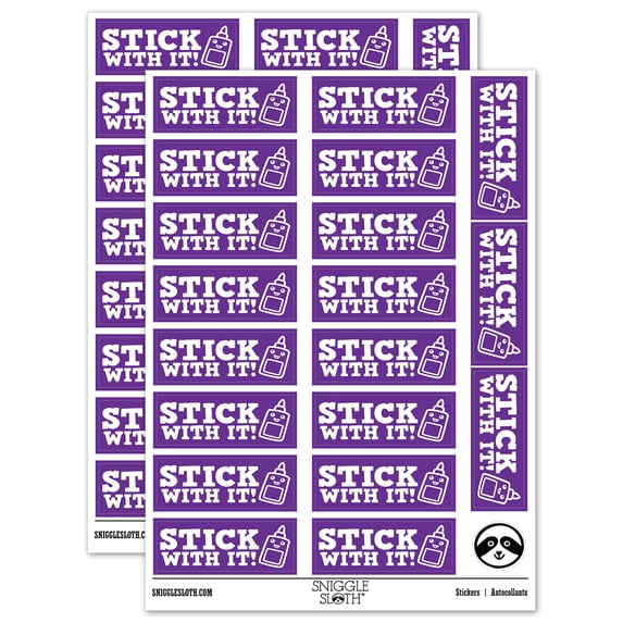 Stick With it Glue Teacher Student School Sticker Set - Purple - Gloss Finish - 2.00" Large
