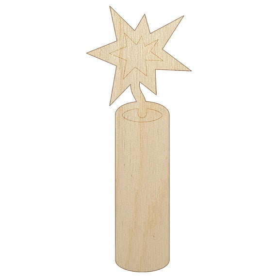 Stick of Dynamite Firecracker Wood Shape Unfinished Piece Cutout Craft DIY Projects - 6.25 Inch Size - 1/4 Inch Thick