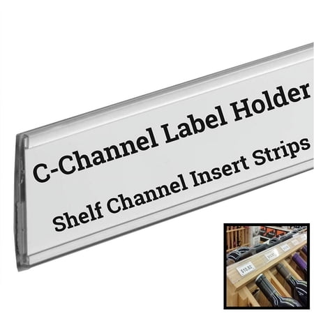 Stick on C Channel Insert Strip, 48" L Adhesive Wood Metal & Plastic Shelf UPC Label Holder, 2 Pack