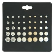 JRABBIT Stick on Earrings for Women Zirconia Pearl Alloy Stud Earrings Ear Hooks Hoop Earrings Studs 20 Pairs Hoop