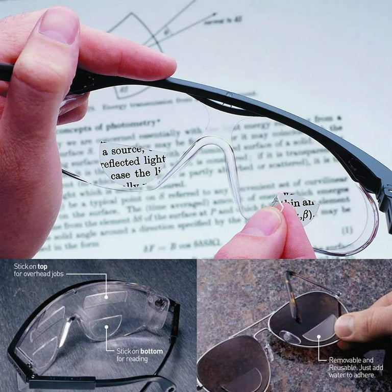Stick-On Reading Glasses Lens Adhesive Magnification Bifocal Lenses for Sunglasses Safety Goggles, Size: One size, 0.5