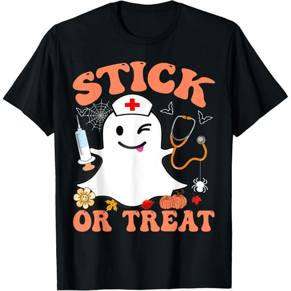 Stick or Treat Nurse Funny Halloween Costume T-Shirt