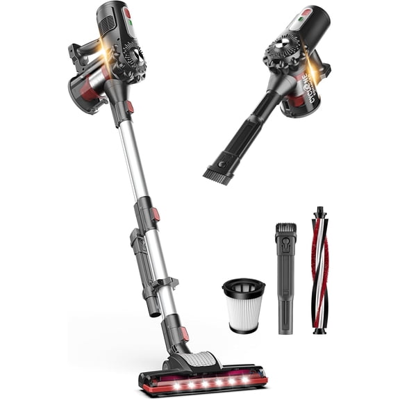 StickVac Cordless Vacuum Cleaner for  - 2200mAh , High Suction Power, Lightweight & Self-Standing Design, with HEPA Filter and LED Lights - for Floors,  & Dorm Cleaning