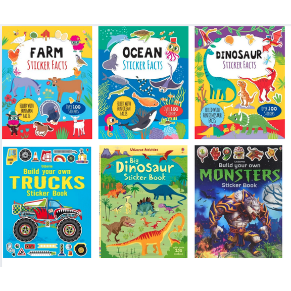 Sticker Activity Book Set : Big Dinosaurs Sticker Book; Build Your Own Monsters Sticker Book; Build Your Own Trucks Sticker Book; Farm Sticker Facts; Ocean Sticker Facts; Dinosaur Facts (Paperback)
