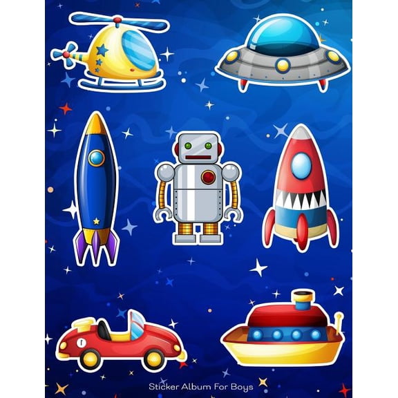 More Kool Kidz Sticker Album For Boys: 100 Plus Pages For PERMANENT Sticker Collection, Activity Book For Boys, Blue - 8.5 by 11, Book 20, (Paperback)