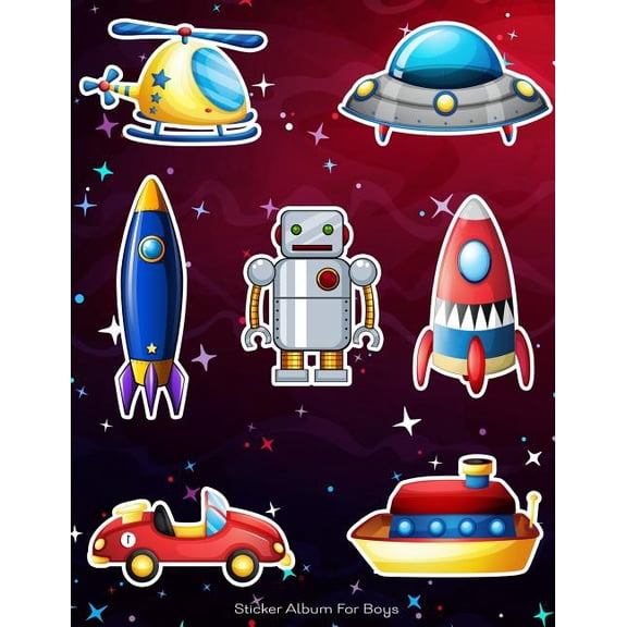 More Kool Kidz Sticker Album For Boys: 100 Plus Pages For PERMANENT Sticker Collection, Activity Book For Boys, Red - 8.5 by 11, Book 22, (Paperback)
