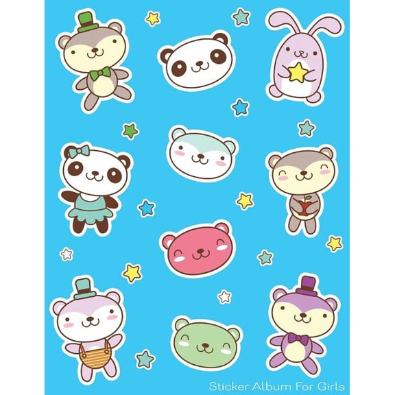 More Kool Kidz Sticker Album For Girls: 100 Plus Pages For PERMANENT Sticker Collection, Activity Book For Girls, Blue - 8.5 by 11, Book 13, (Paperback)