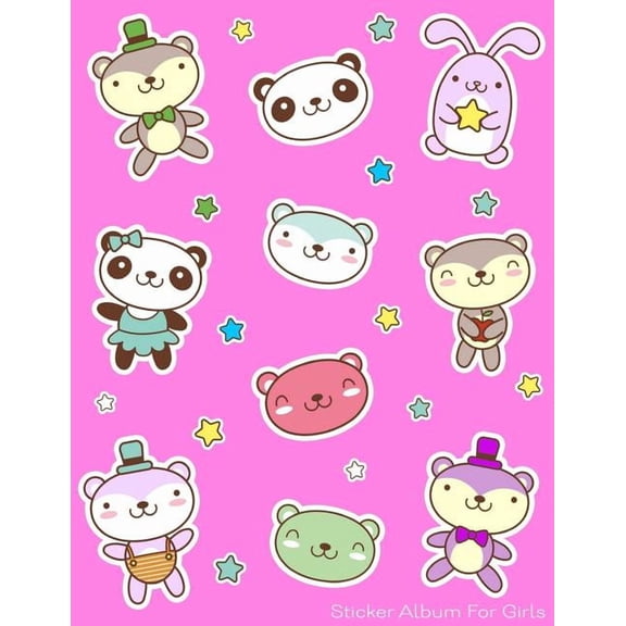 More Kool Kidz Sticker Album For Girls: 100 Plus Pages For PERMANENT Sticker Collection, Activity Book For Girls, Pink - 8.5 by 11, Book 12, (Paperback)