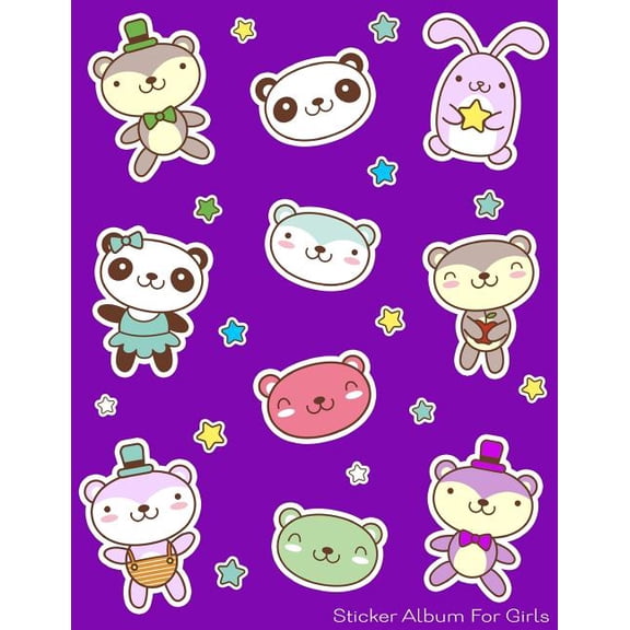 More Kool Kidz Sticker Album For Girls: 100 Plus Pages For PERMANENT Sticker Collection, Activity Book For Girls, Purple - 8.5 by 11, Book 10, (Paperback)