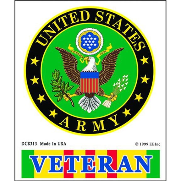 Eagle Emblems DC8313 Sticker - Vietnam, US Army Veteran - Clear Vinyl - 3.5 x 4.13 in.