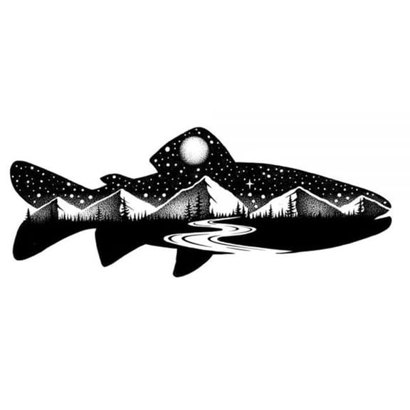 Sticker Art 470176 Dishwasher Safe & Waterproof Die-Cut the Trout Sticker