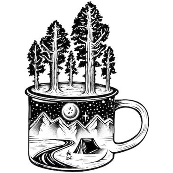 Sticker Art 666620 Camp Cup Mountains Die-Cut Sticker
