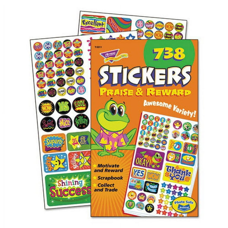 Sticker Assortment Pack, Frogs, Starts, Thank You!, Assorted Colors, 738/Pad Sticker Assortment Pack, Frogs, Starts, Thank You!, Assorted Colors, 738/Pad