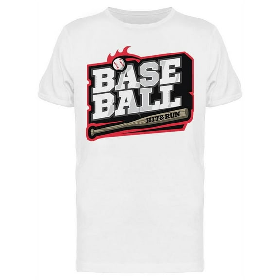 Sticker. Baseball Hit And Run T-Shirt Men -Image by Shutterstock, Male x-Large