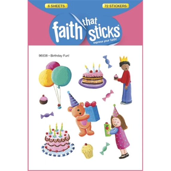Tyndale House Publishers 496538 Sticker - Birthday Fun - 6 Sheets - Faith That Sticks