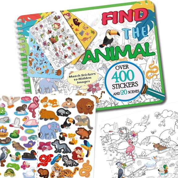 Kalysky Sticker Books for Kids,Include 20 Animal Hidden Theme,Kids Educational Toys