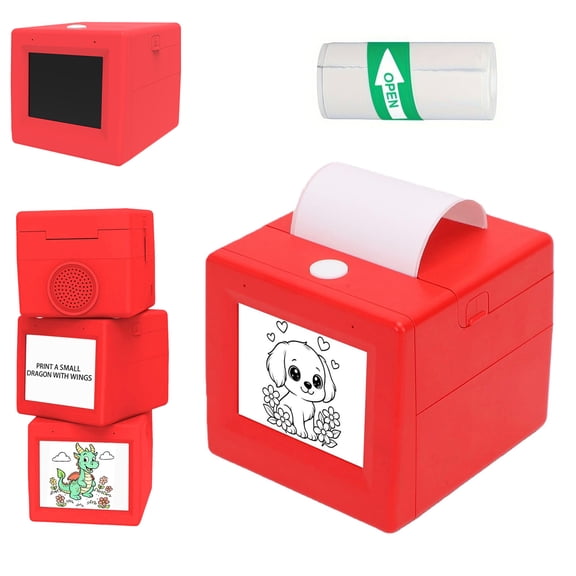 Sticker Box Printer, Smart AI Voice Sticker Maker Machine, Portable Thermal Printer Box with Photo Printing, DIY Label Maker for Scrapbooking, Crafts, Gift Wrapping(1 Roll )