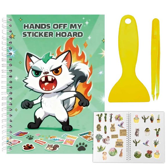 Sticker Collection Book Hand Account Release Paper with Tweezers and Scraper(Colors are Dispatched Randomly) Animal 210x148mm