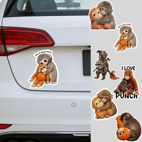 Sticker Decal 5-Pack Cute Monkey Waterproof Vinyl Stickers for Water Bottles Laptops Phone Skateboards Durable Removable Cute Decal Planner Scrapbook Gift for Kids Teens Decal
