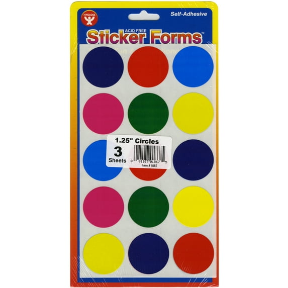 Sticker Forms-Circles 1.25" 45/Pkg, Pk 6, Hygloss