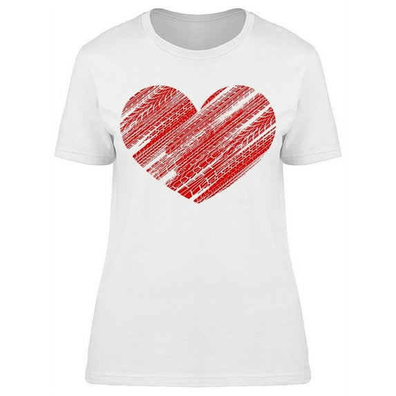 Sticker. Heart With Tire Tracks T-Shirt Women -Image by Shutterstock, Female Small