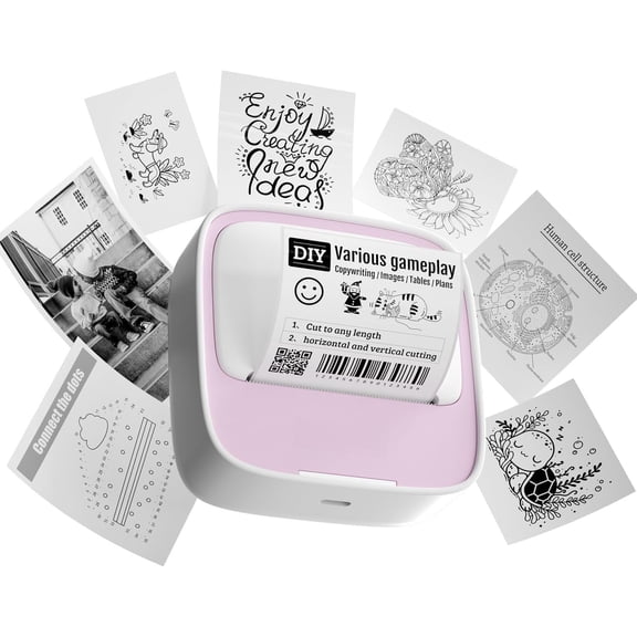 Sticker Maker, Portable Thermal Printer with 1 Roll Sticker Paper,  Inkless Printer Mini Label Maker for Study, DIY, Notes, Mini Label Maker with Multiple Template in  App,