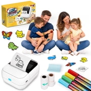 Temporary Sticker Printer Kit for Kids, Custom Colorable Sticker Maker Set with 40 Transfer Sheets, 4 Markers, Arts and Crafts Toy for Boys Girls 6+