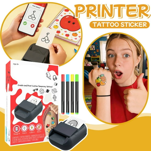 Sticker Maker Tool – Kids’ Custom Sticker Printer (Ages 8+), Includes 4 Colored Markers & Sticker Sets, Great Mobile-Operated DIY Activity for Parties, Gifts & Creative Leisure