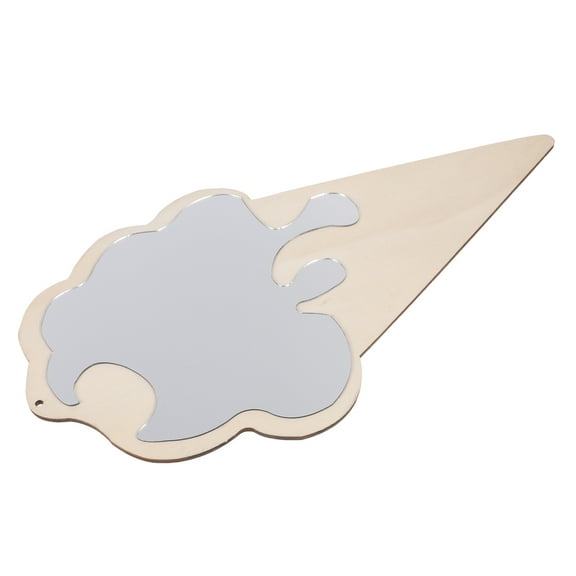 FONDOTIN Decorative Mirror Acrylic Wood Ice Cream Shape Home Decoration 1Pcs 15X7.7In