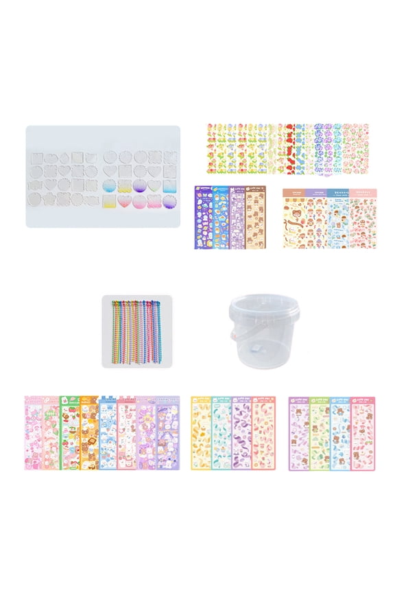 Sticker Pack for Student Handmade Cartoon Stickers with Keychain for Customizing Stationery Scrapbooking Accessories