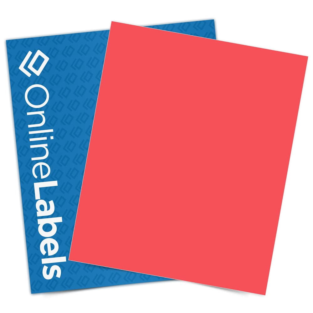 Sticker Paper Red Color Sticker Paper, 8.5 x 11 Full Sheet Label, 100 Sheet Pack, Inkjet or ...