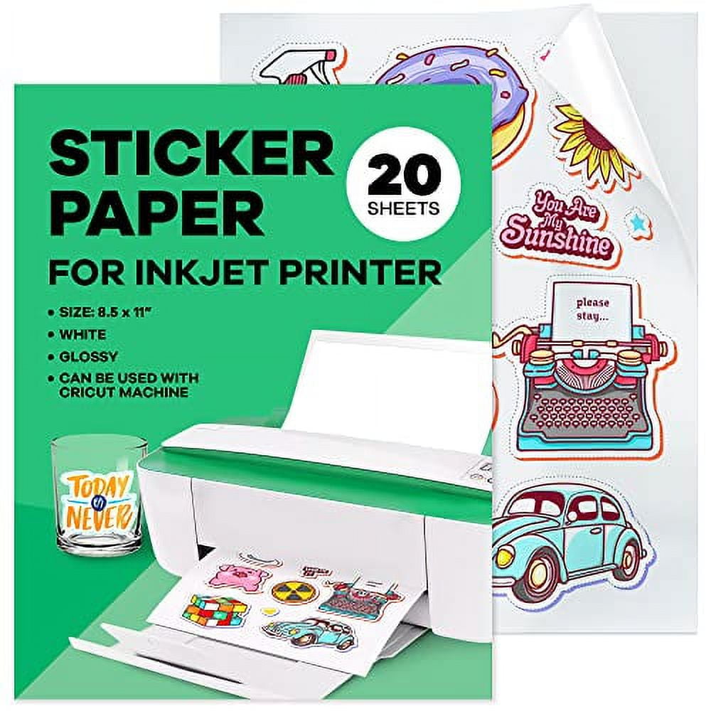 Sticker Paper for Inkjet Printer - Glossy Sticker Paper (20 Sheets 8 ...