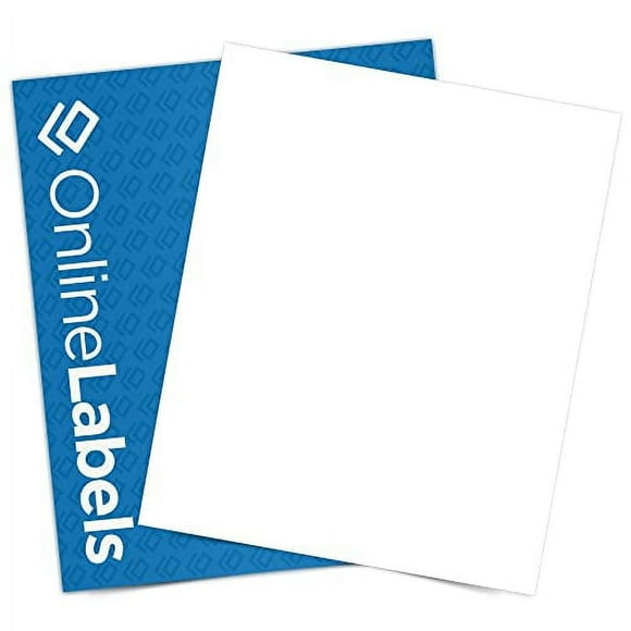 Sticker Paper, White, 8.5 x 11 Full Sheet Label, Inkjet or Laser Printer, Online Labels (10 Sheet Pack)