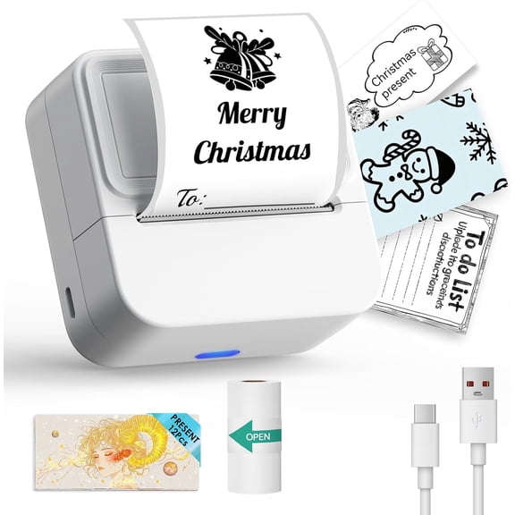 Sticker Printer with 1 Roll of Sticker Paper, Y2C Mini Sticker Maker Machine, Pocket Thermal Label Maker Machine with Tape for DIY, Notes, Label - Ideal  for &Student, White