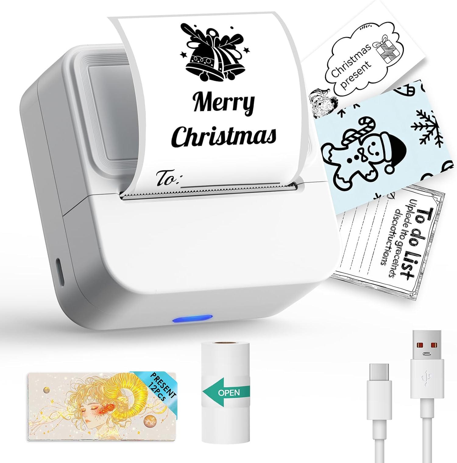 Sticker Printer with 1 Roll of Sticker Paper, Y2C Mini Sticker Maker ...