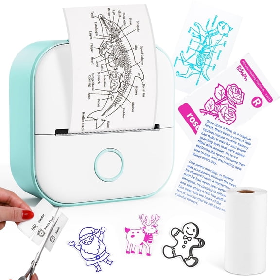 Sticker Printer - Mini Thermal Sticker Printer, T02 Inkless Pocket Label Maker, Bluetooth Portable Photo Printer, Instant Print Perfect for Students School Supplies,Flashcards, Journals
