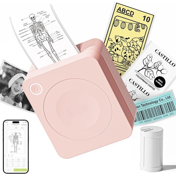 Sticker Printer, PM230 Mini Portabel Sticker Maker with 1 Roll of Paper, Print Pods Mini Printer with Multiple Templates for Phone & Tablet,