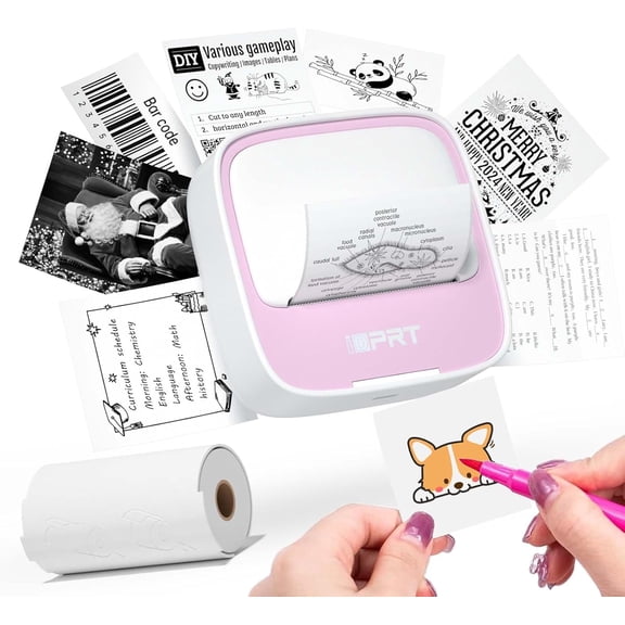 Sticker Printer, Portable Sticker Maker Machine, Mini Inkless Bluetooth Thermal Printer for iPhone & Android, Pocket Printer for Labels, Barcodes, DIY Journaling, Kids Gift, Pink