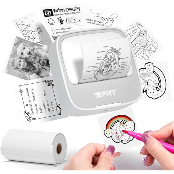 Sticker Printer, Portable Sticker Maker Machine, Mini Inkless Bluetooth Thermal Printer for iPhone & Android, Pocket Printer for Labels, Barcodes, DIY Journaling, Kids Gift, Gray