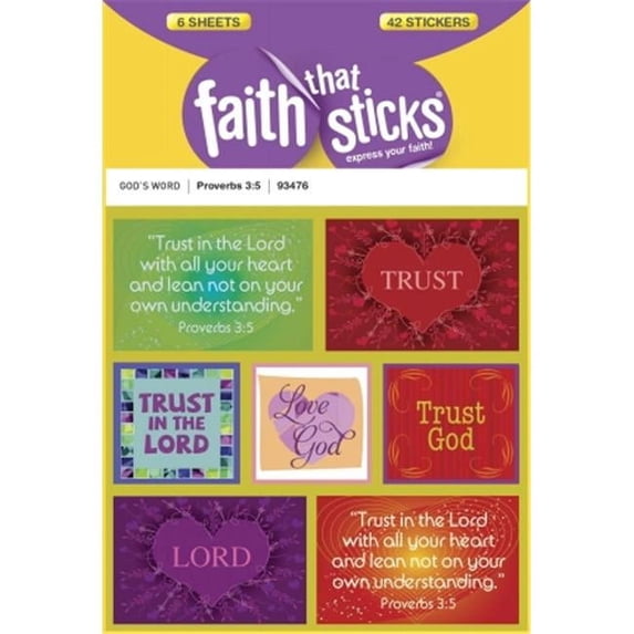 Sticker-Proverbs 3:5 (6 Sheets) (Faith That Sticks)