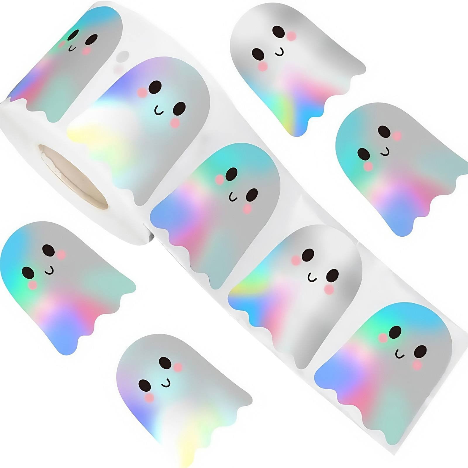 Self Sticker Roll Sticker Roll,Ghost Stickers,Roll Of Stickers,Cute Ghost Holographic ...