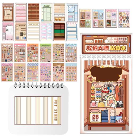 Sticker Scenes, Funny Food Pixel-Style House Miniature Decals | Stickers Scene Collection Books for Card Photo Frame Scrapbooking Phone Case Home School Classroom