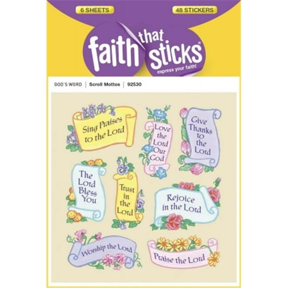 Sticker-Scroll Motto- 6 Sheets-Faith That Sticks