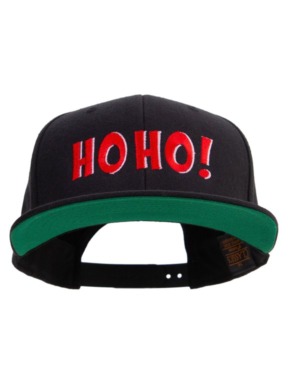 Sticker Style Hoho Embroidered Wool Blend Prostyle Snapback - Black OSFM