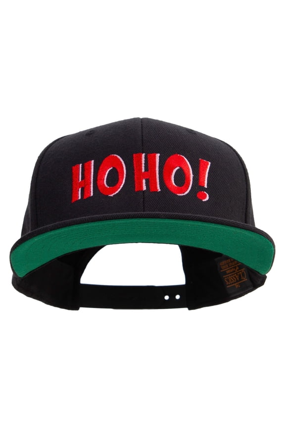 Sticker Style Hoho Embroidered Wool Blend Prostyle Snapback - Black OSFM