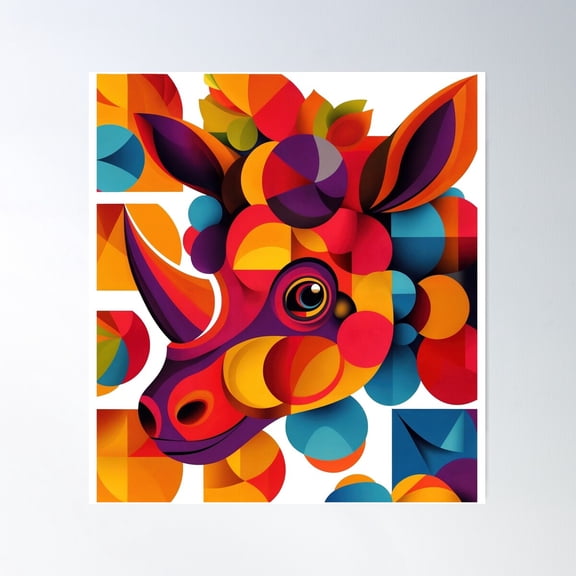 Sticker T-Shirt Design: Rhinoceros Poster Wall Art, Modern Wall Decor For Living Room Bedroom, 8x12 UNFRAMED